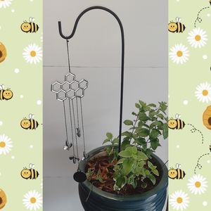 Bee Honeycomb Metal Wind Chime Silver Finish